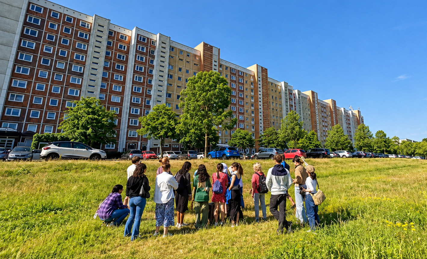 Rostock Lichtenhagen mit Jugendgruppe